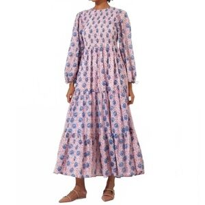 NWT Oliphant Smocked Maxi Dress Versailles Petal Size S